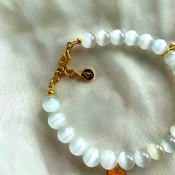 White Moonstone Gemstone Charm Bracelet - Picture 4 of 9